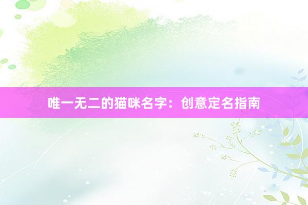 唯一无二的猫咪名字：创意定名指南